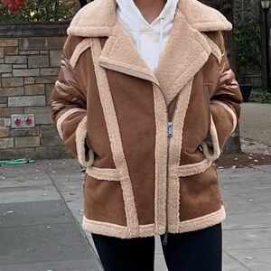Seventy Tan and Cream Shearling Jacket